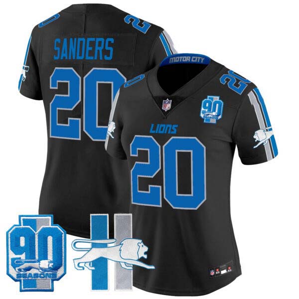 Women’s Detroit Lions Throwback 90th Year Patch Vapor Limited Jersey – All Stitched