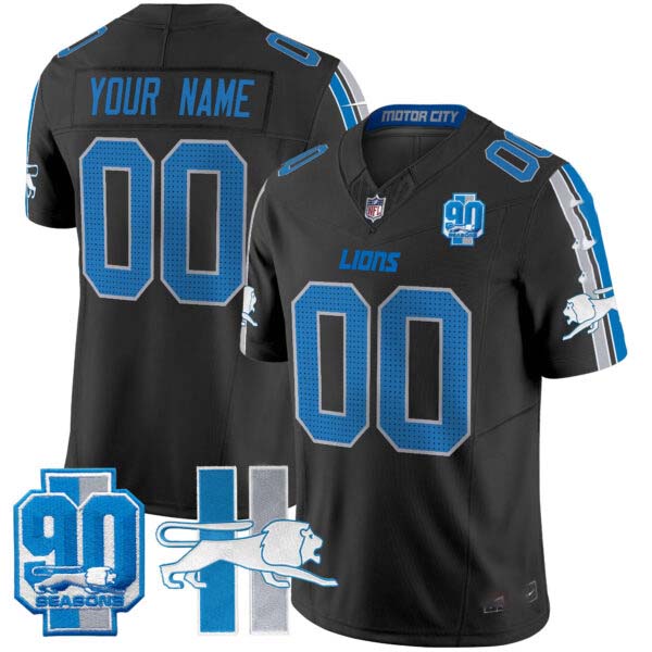 Detroit Lions Throwback 90th Year Patch Vapor Limited Custom Jersey – All Stitched