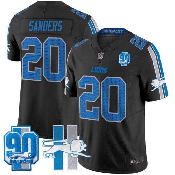 Men’s Detroit Lions Throwback 90th Year Patch Vapor Limited Jersey – All Stitched