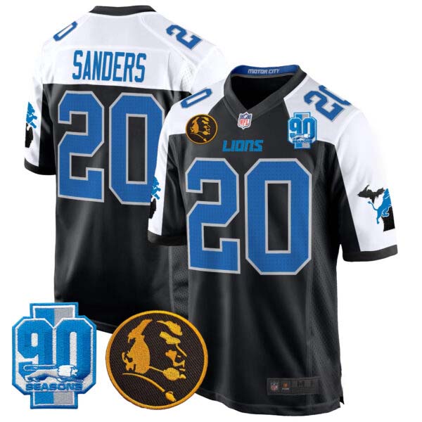 Men’s Detroit Lions 2024 90th & John Madden Patch Game Jersey – All Stitched