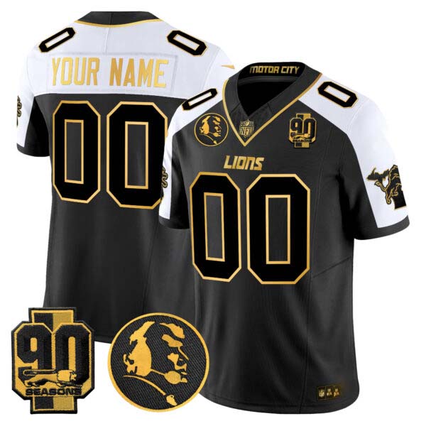 Detroit Lions 2024 90th & John Madden Patch Gold Vapor Limited Custom Jersey – All Stitched