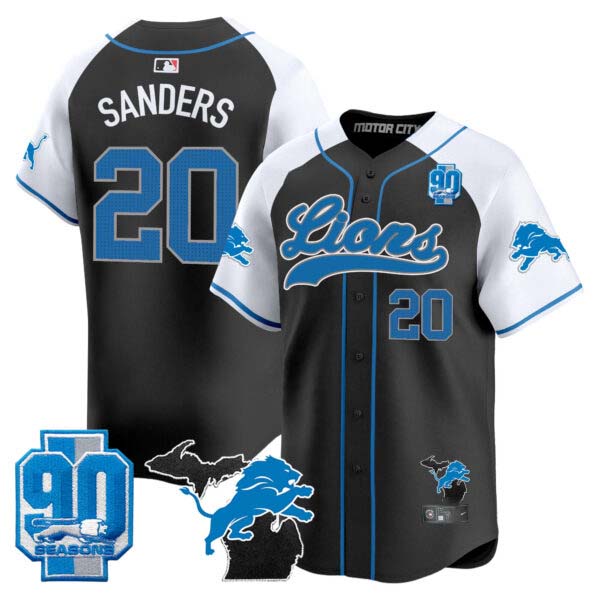 Men’s Detroit Lions 2024 Michigan & 90th Season Patch Baseball Jersey – All Stitched