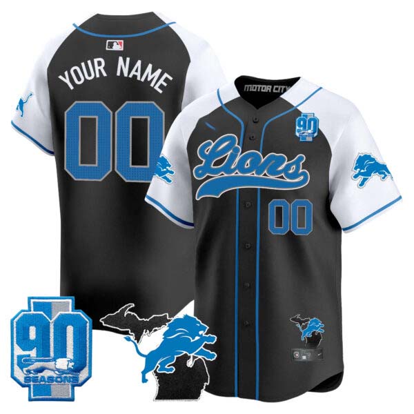 Detroit Lions 2024 Michigan & 90th Season Patch Baseball Custom Jersey – All Stitched