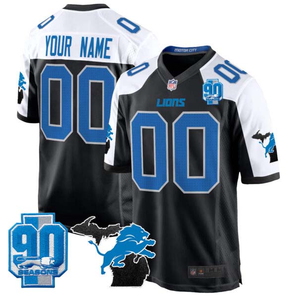 Detroit Lions 2024 Michigan & 90th Year Patch Game Custom Jersey – All Stitched