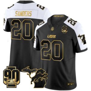 Men’s Detroit Lions 2025 Michigan & 90th Season Patch Gold Vapor Limited Jersey – All Stitched