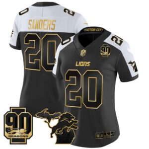 Women’s Detroit Lions 2024 Michigan & 90th Year Patch Gold Vapor Limited Jersey – All Stitched