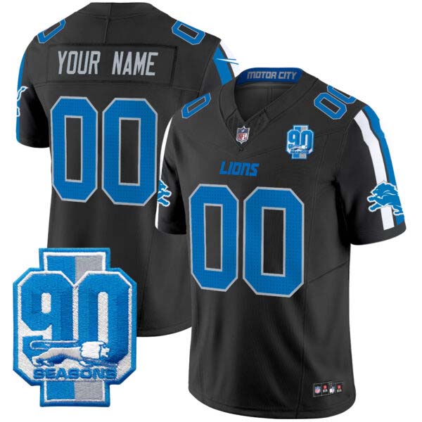 Detroit Lions 90th Year Patch Vapor Limited Custom Jersey – All Stitched