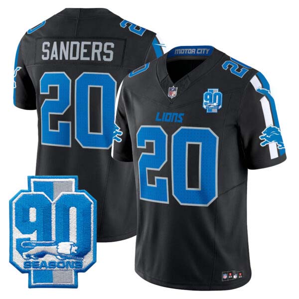 Men’s Detroit Lions 90th Year Patch Vapor Limited Jersey – All Stitched