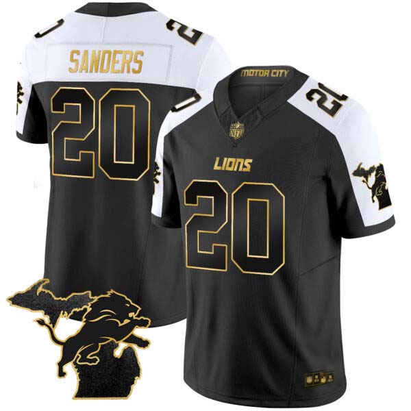 Men’s Detroit Lions 2024 Michigan Patch Gold Vapor Jersey – All Stitched