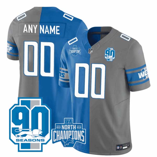 Detroit Lions 90th Season & NFC Champions Patch Split Custom Jersey – All Stitched