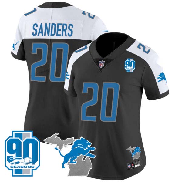 Women’s Detroit Lions 90th Year & Michigan Patch Vapor Jersey – All Stitched