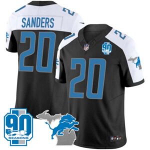 Men’s Detroit Lions 90th Year & Michigan Patch Vapor Jersey – All Stitched