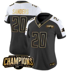 Women’s Detroit Lions 2023 NFC North Champions Patch Gold Vapor Jersey – All Stitched