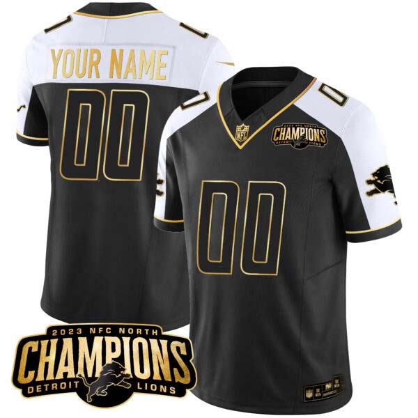Detroit Lions 2023 NFC North Champions Patch Gold Vapor Custom Jersey – All Stitched