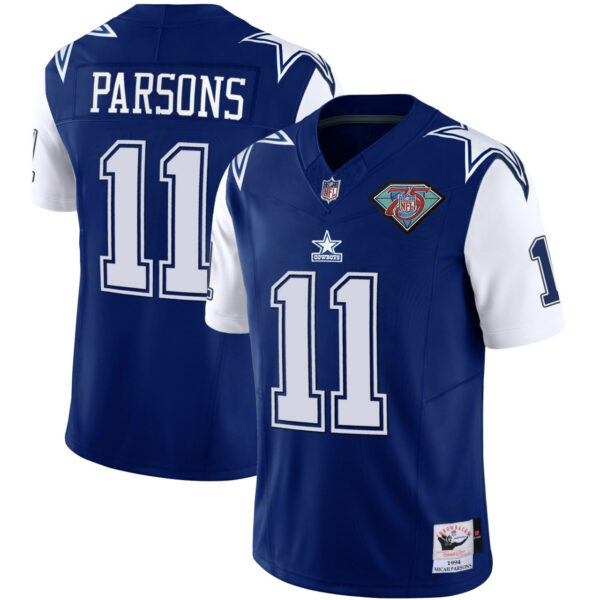 Micah Parsons Dallas Cowboys Navy 75th Patch Jersey – All Stitched