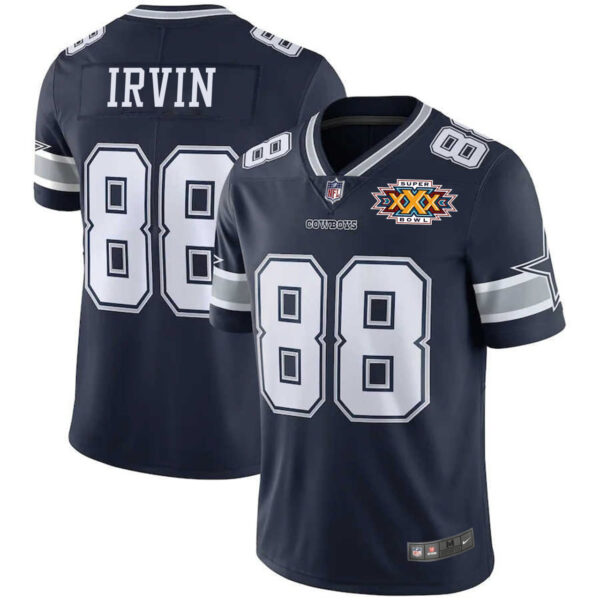 Michael Irvin Dallas Cowboys Navy Super Bowl Patch Jersey – All Stitched