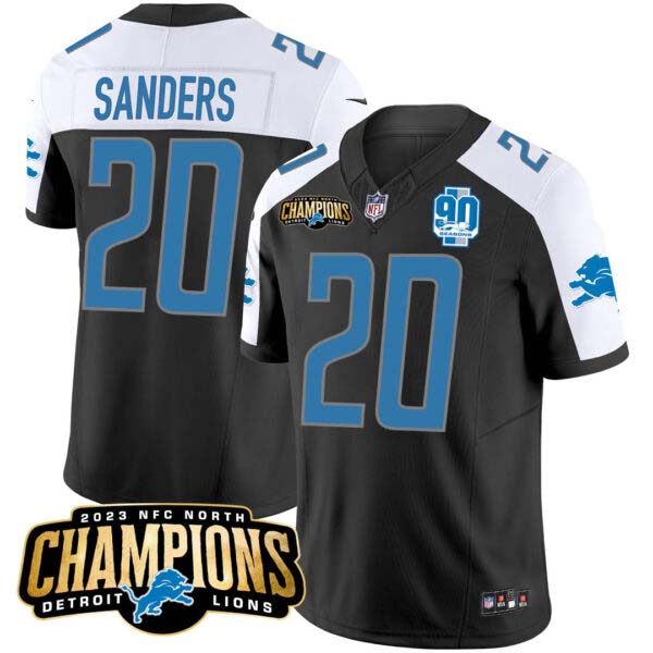 Men’s Detroit Lions 2023 NFC North Champions Patch Vapor Jersey V2 – All Stitched