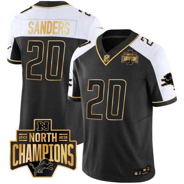 Men’s Detroit Lions 2023 NFC North Division Champions Patch Vapor Gold Jersey – All Stitched