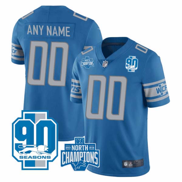 Detroit Lions 2023 NFC North Division Champions & 90th Year Patch Vapor Custom Jersey – All Stitched