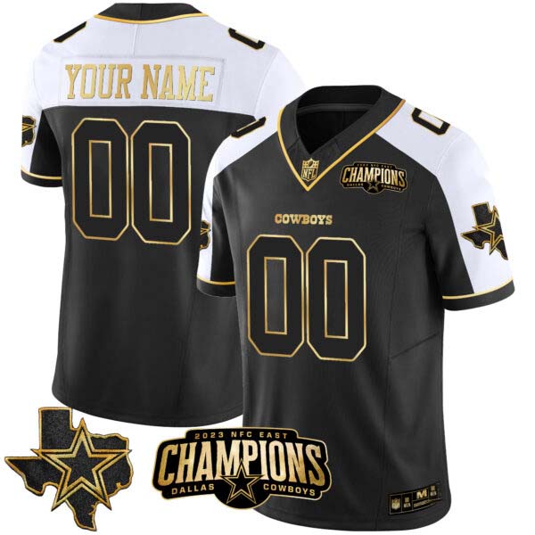 Cowboys 2023 NFC East Champions Patch Gold Vapor Custom Jersey – All Stitched