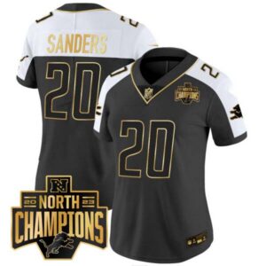 Women’s Detroit Lions 2023 NFC North Division Champions Patch Vapor Gold Jersey – All Stitched