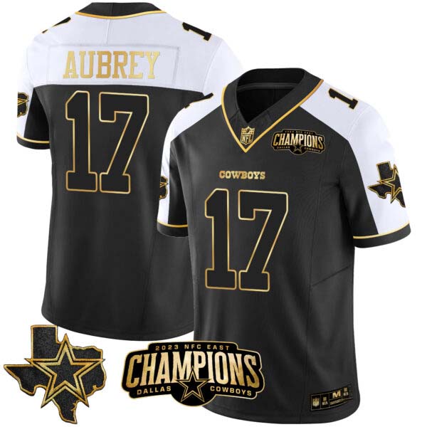 Men’s Cowboys 2023 NFC East Champions Patch Gold Vapor Jersey – All Stitched