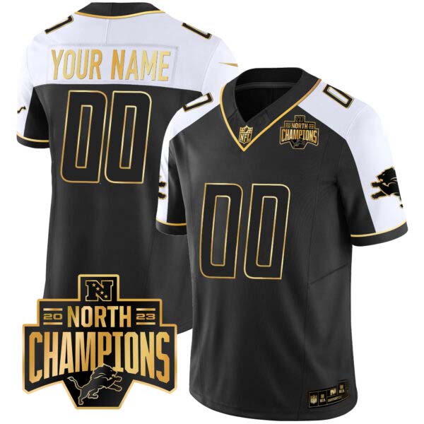 Detroit Lions 2023 NFC North Division Champions Patch Vapor Gold Custom Jersey – All Stitched