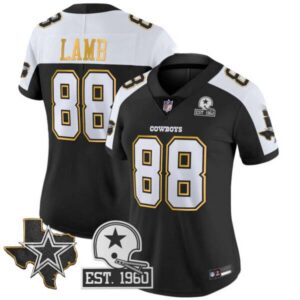 Women’s Cowboys Texas Patch Gold Trim Vapor Jersey – All Stitched