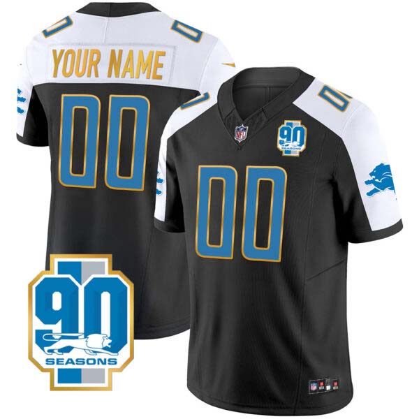 Detroit Lions 90th Year Patch Gold Trim Custom Jersey – All Stitched