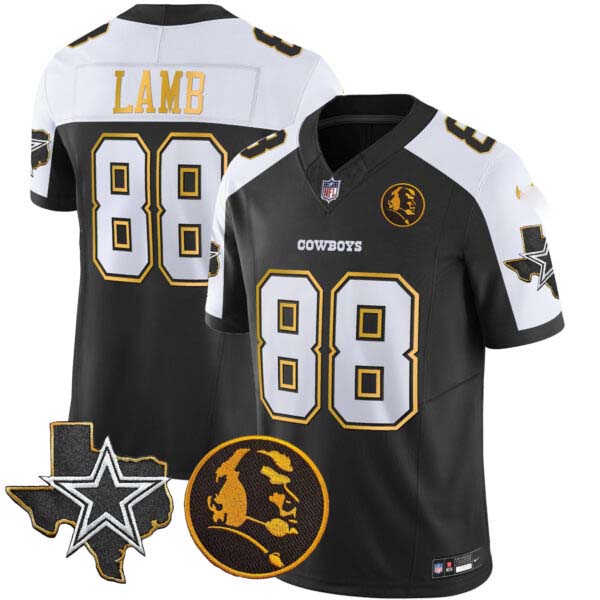 Men’s Cowboys Texas & John Madden Patch Gold Trim Vapor Jersey – All Stitched