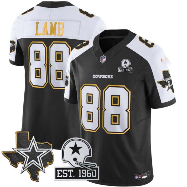Men’s Cowboys Texas Patch Gold Trim Vapor Jersey – All Stitched