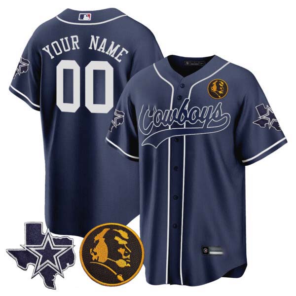 Cowboys Texas & John Madden Patch Baseball Custom Jersey – All Stitched