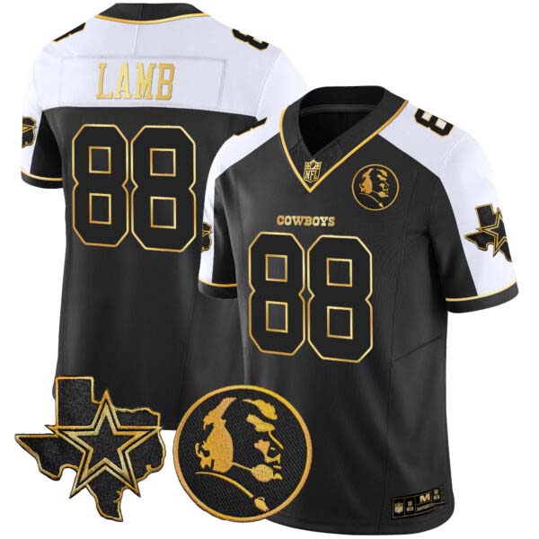 Men’s Cowboys Texas & John Madden Patch Gold Vapor Limited Jersey – All Stitched