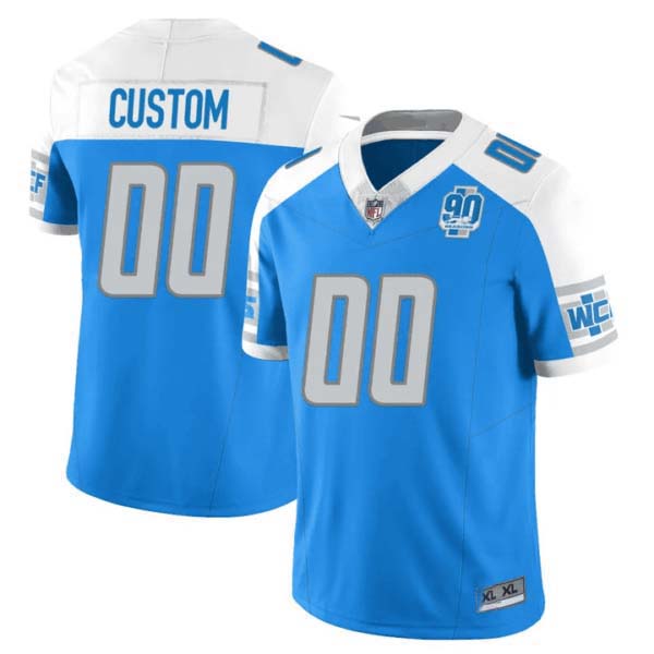 Men’s Detroit Lions 90th Year Patch Vapor Custom Jersey V2 – All Stitched