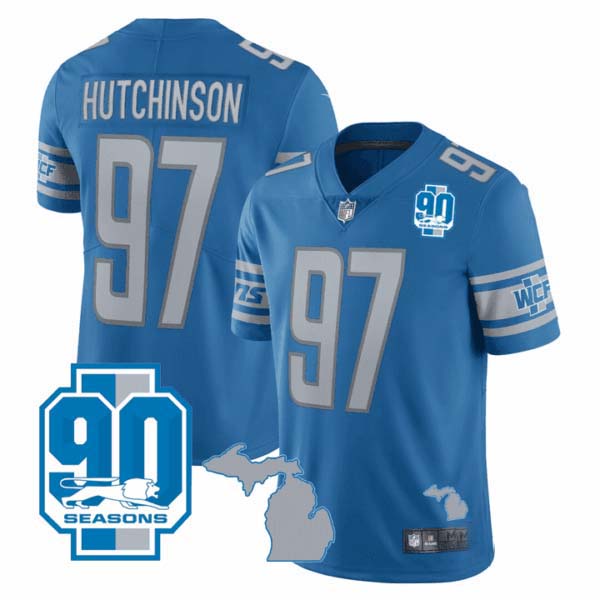 Men’s Detroit Lions Michigan State & 90th Year Patch Jersey – All Stitched
