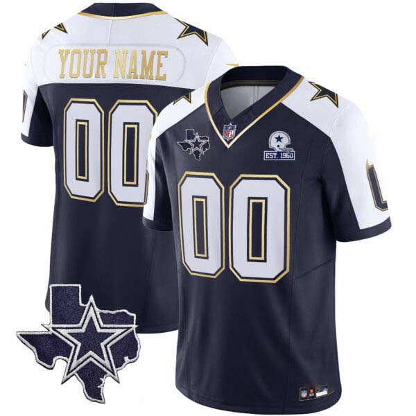 Cowboys Vapor Gold Custom Jersey V2 – All Stitched