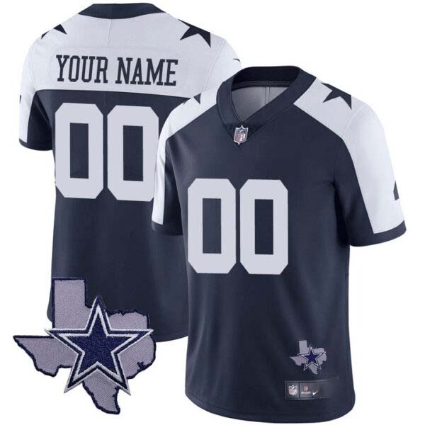 Cowboys Texas Patch Vapor Custom Jersey – All Stitched