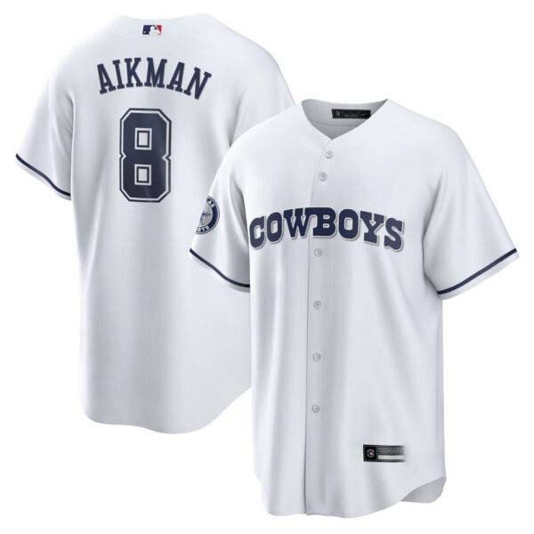 Men’s Cowboys Troy Aikman Baseball Jersey – All Stitched