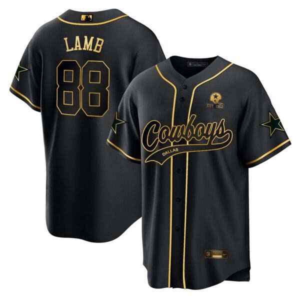 Men’s Cowboys Baseball Gold Jersey – All Stitched