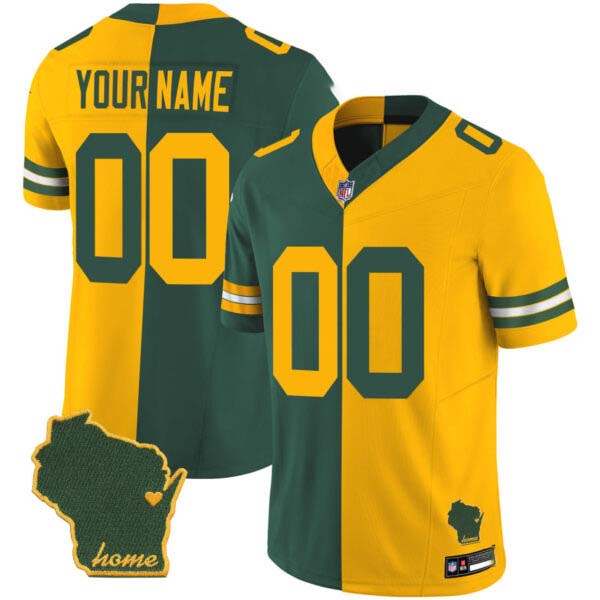 Green Bay Packers Custom Split Jersey – All Stitched