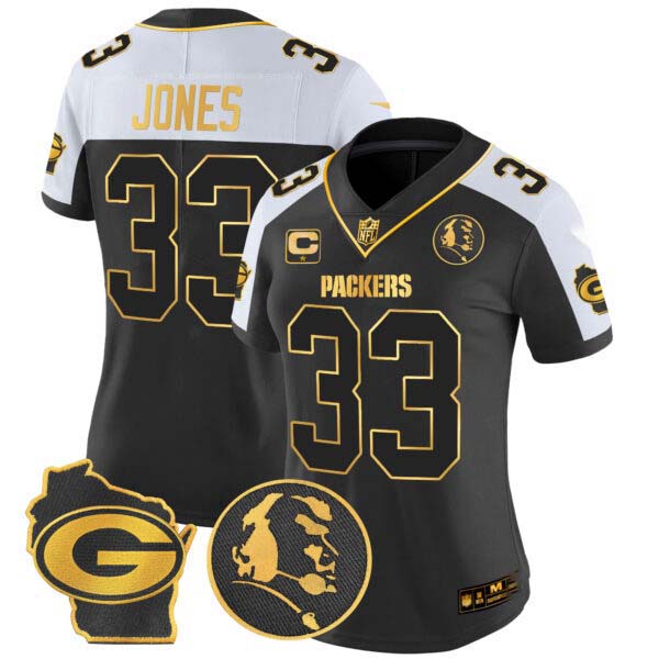 Women’s Packers John Madden & Home Patch Gold Vapor Limited Jersey – All Stitched