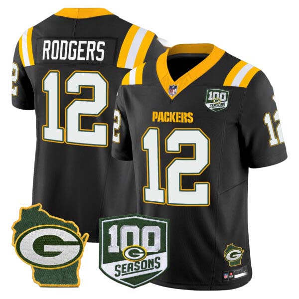 Men’s Packers 100th Season & Home Patch Vapor Limited Jersey – All Stitched
