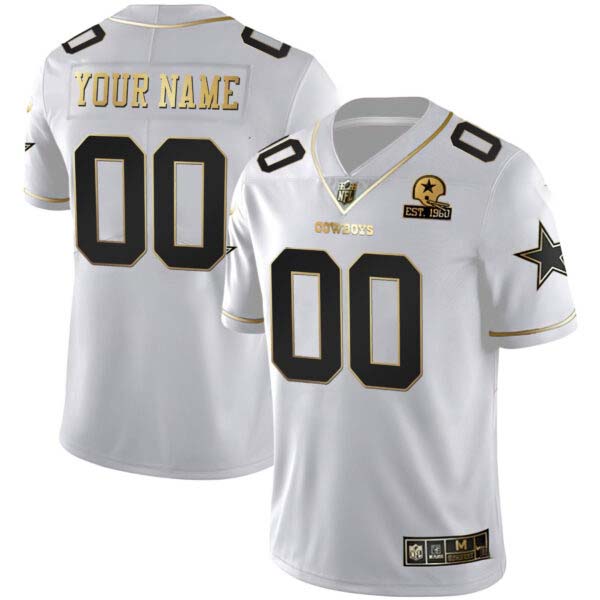 Cowboys White Gold Custom Name and Number – All Stitched