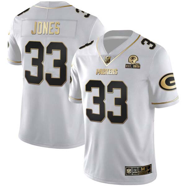 Green Bay Packers White Gold Jersey Est 1919 Patch – All Stitched