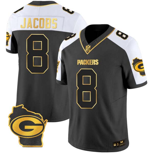 Josh Jacobs Packers Home Patch Gold Vapor Jersey – All Stitched