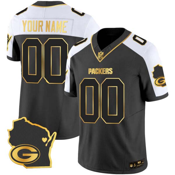 Packers Home Patch Gold Vapor Custom Jersey V2 – All Stitched