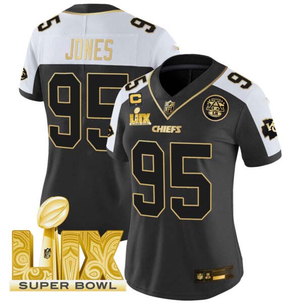 Women’s Chiefs Super Bowl LIX Patch Gold Vapor Limited Jersey – All Stitched
