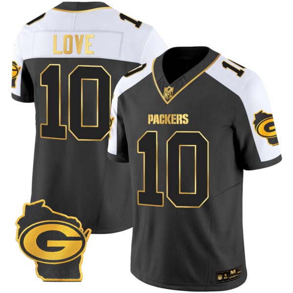 Men’s Packers Home Patch Gold Vapor Jersey – All Stitched