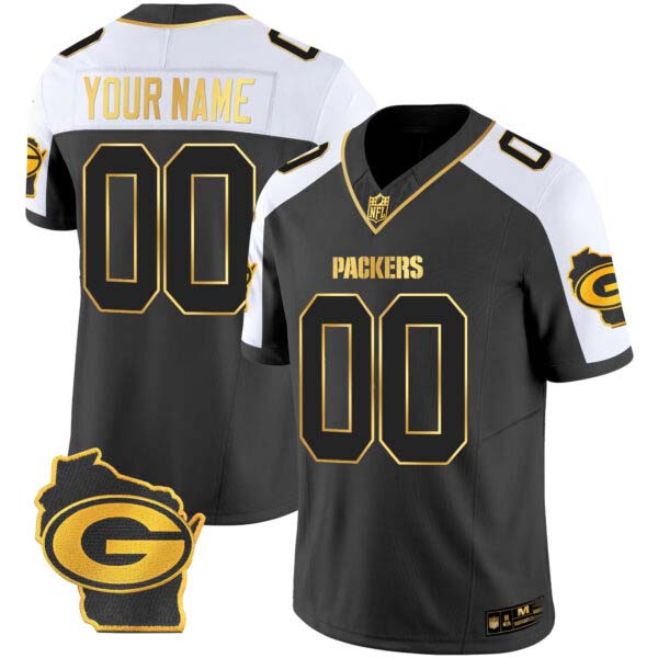 Packers Home Patch Gold Vapor Custom Jersey – All Stitched