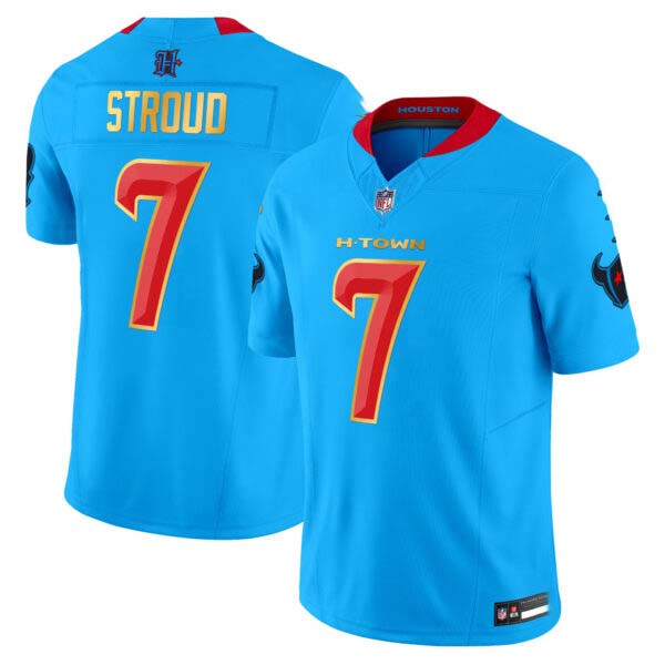 Men’s Houston Texans 2024 Gold Trim Vapor Limited Jersey – All Stitched
